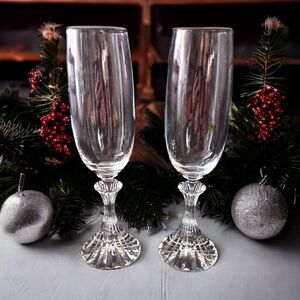 Mikasa The Ritz Champagne Flute Glass Set Of 2 Crystal Christmas Elegant Vintage